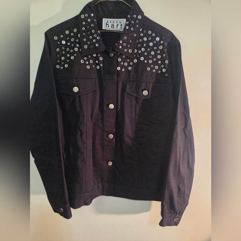 KEREN hart Black Jacket with Silver Accents